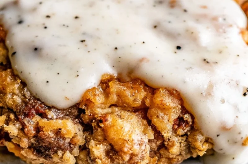 Delicious chicken fried steak served with gravy and sides