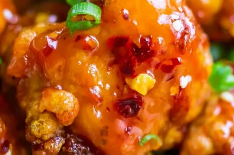 Cozy Asian sweet chili chicken served with colorful vegetables and rice