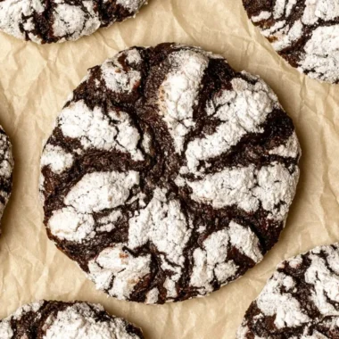Cozy chocolate crinkle cookies dusted with powdered sugar