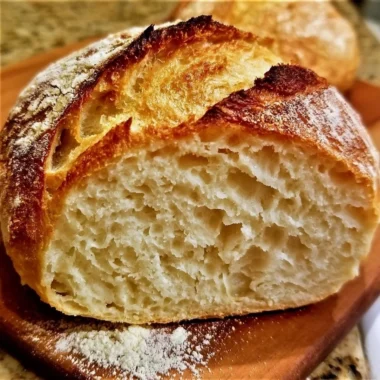 Cozy no knead gluten free bread loaves on a rustic wooden table