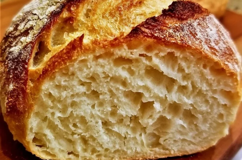Cozy no knead gluten free bread loaves on a rustic wooden table