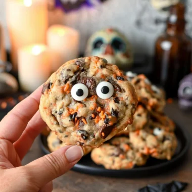 Halloween Chocolate Chip Cookies decorated for spooky festivities
