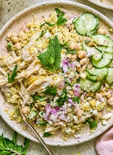 High Protein Jennifer Aniston Salad served in a bowl, ideal for meal prep.