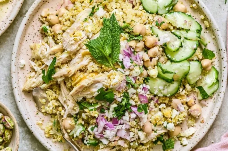 High Protein Jennifer Aniston Salad served in a bowl, ideal for meal prep.