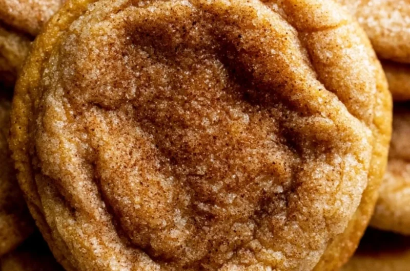 Deliciously spiced Pumpkin Snickerdoodle Cookies on a plate
