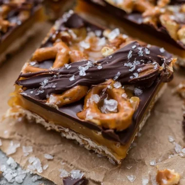 Delicious salted caramel pretzel bark with a mix of sweet and salty flavors
