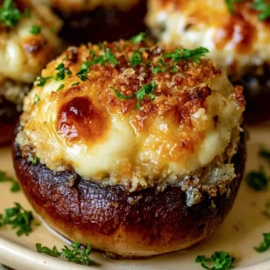 Delicious easy stuffed mushrooms ready to serve as appetizers.