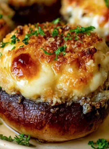 Delicious easy stuffed mushrooms ready to serve as appetizers.