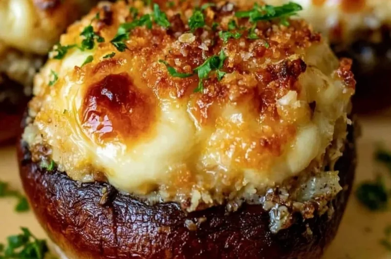 Delicious easy stuffed mushrooms ready to serve as appetizers.