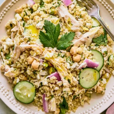 High Protein Jennifer Aniston Salad with fresh ingredients and vibrant colors