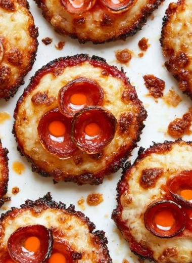 Delicious cheesy pizza bites made with three simple ingredients, perfect for snacking.