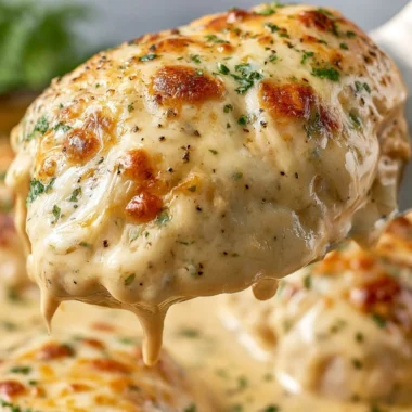 Delicious smothered sour cream chicken with herbs and spices on a plate